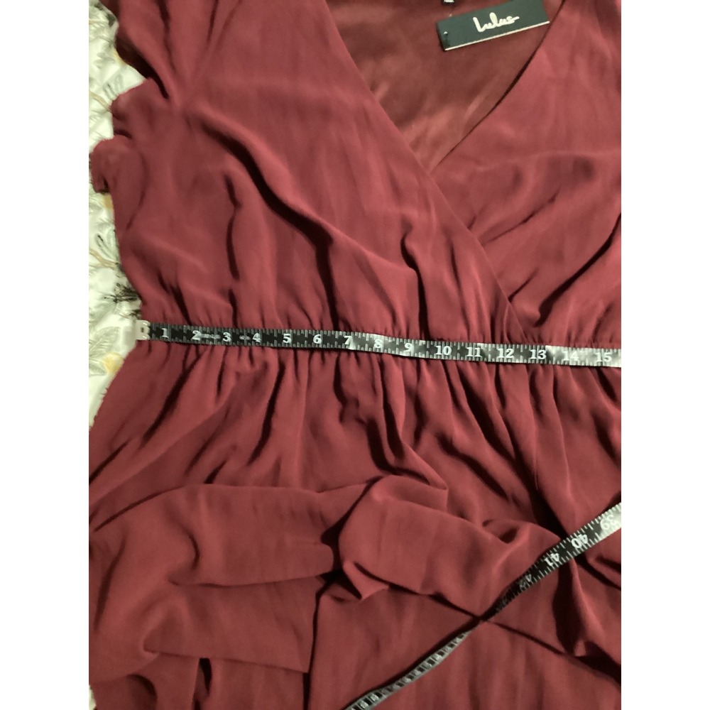 Lulus All About Love Burgundy Maxi Dress Chiffon Flutter Sleeve Formal 2XL NWT - Picture 9 of 11